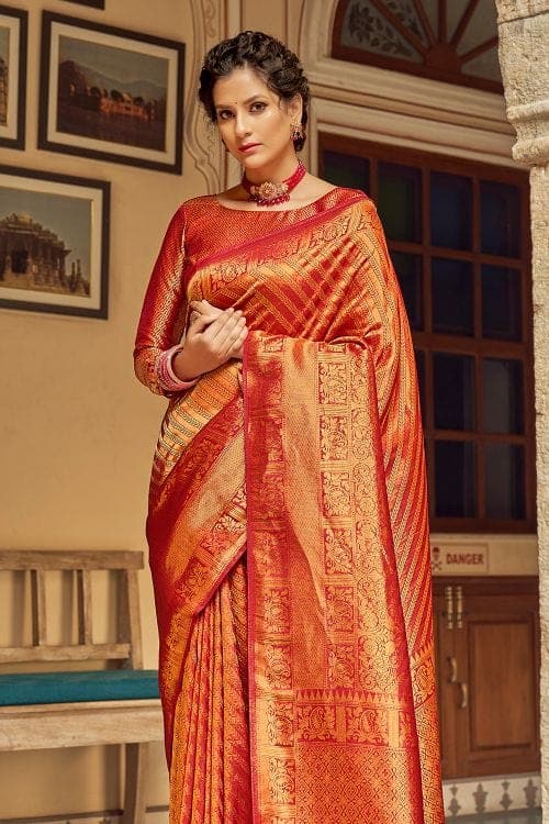 Kanjivaram Saree Vermilion Red Kanjivaram Saree saree online