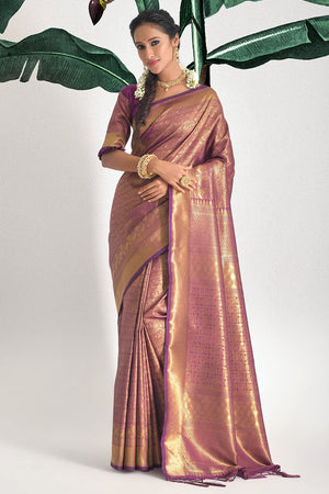 Violet Kanjivaram Saree
