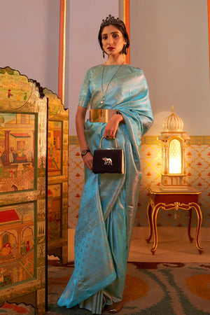 Vivid Blue Kanjivaram Saree