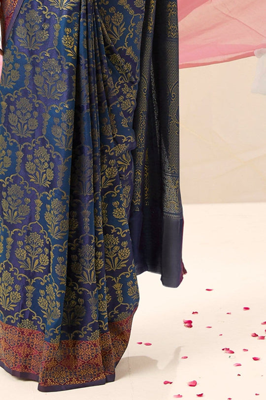 Kanjivaram Saree Whale Blue Woven Kanjivaram Saree saree online