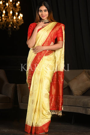 White Dove White Kanjivaram Saree