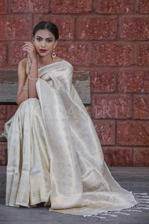 White Kanjivaram Saree