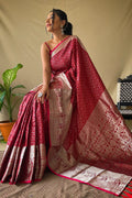 red silk saree
