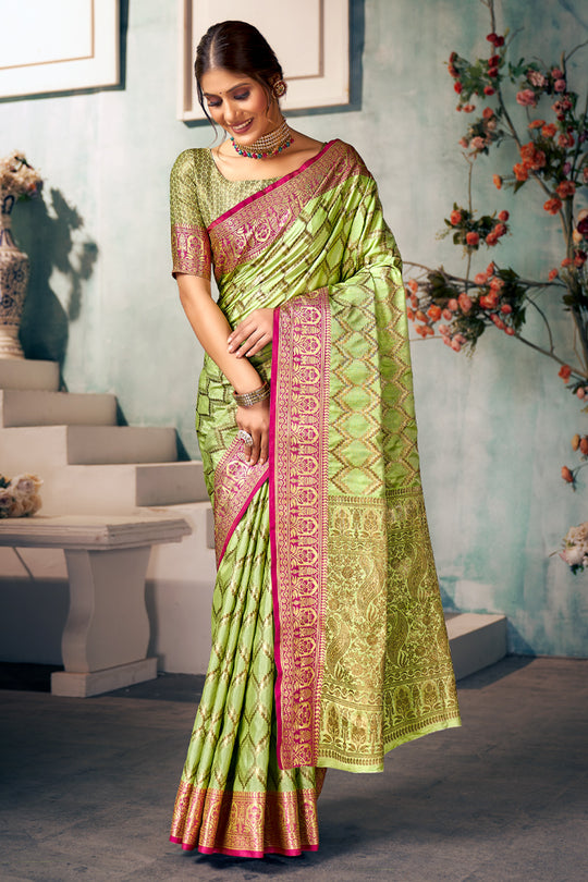 Fern Green Banarasi Saree
