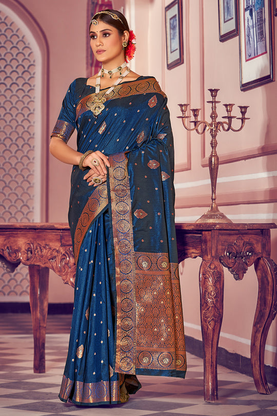 Indigo Blue Banarasi Saree