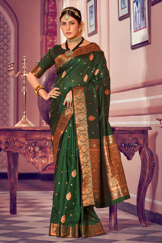 Basil Green Banarasi Saree