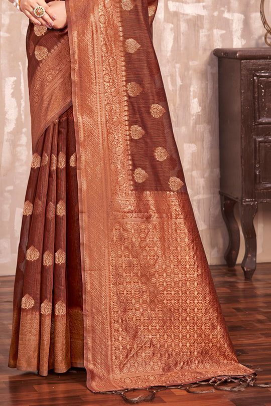 Mud Brown Cotton Silk Saree