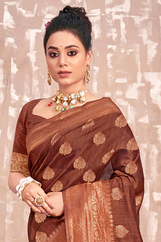Mud Brown Cotton Silk Saree