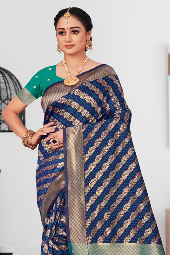 Denim Blue Patola Silk Saree