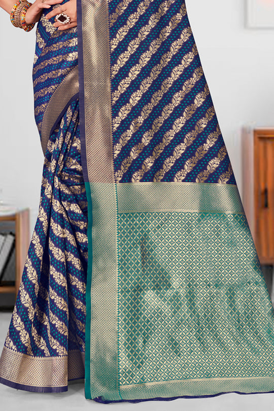 Denim Blue Patola Silk Saree
