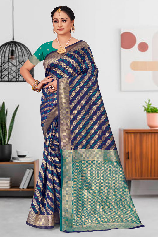 Denim Blue Patola Silk Saree