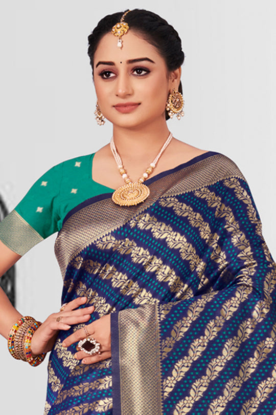 Denim Blue Patola Silk Saree