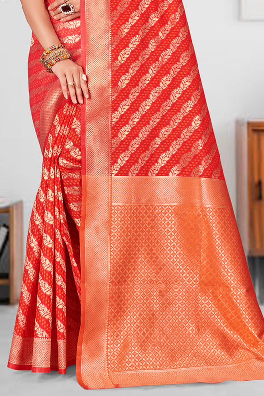 Tiger Orange Patola Silk Saree