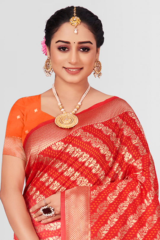 Tiger Orange Patola Silk Saree