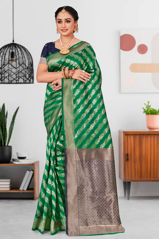 Emerald Green Patola Silk Saree