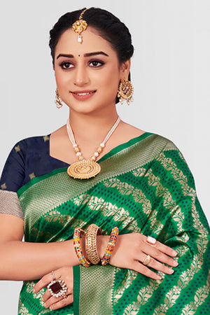 Emerald Green Patola Silk Saree