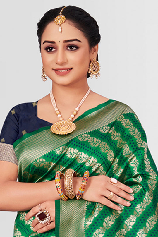 Emerald Green Patola Silk Saree
