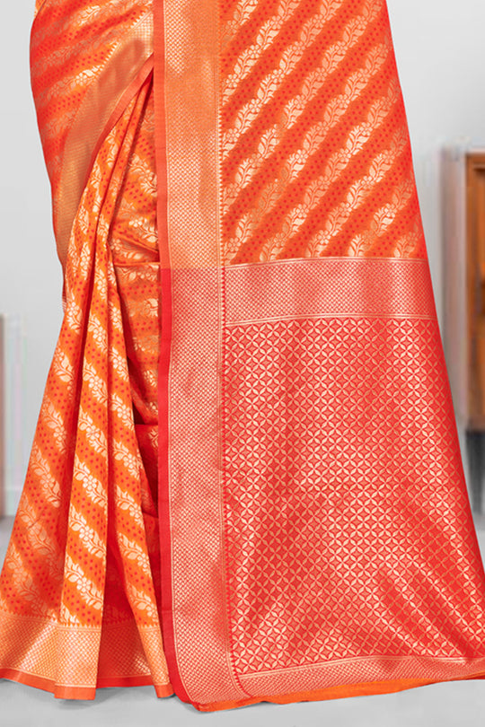 Sunset Orange Patola Silk Saree