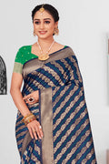 Navy Blue Patola Silk Saree