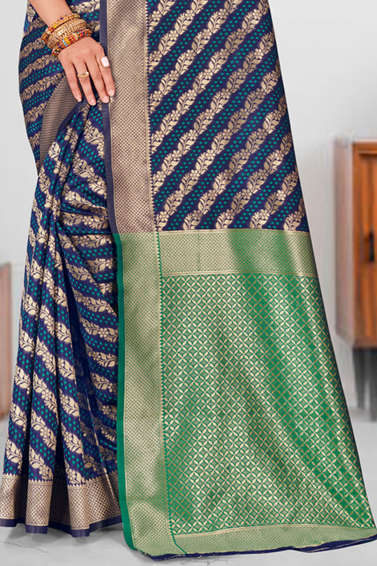 Navy Blue Patola Silk Saree