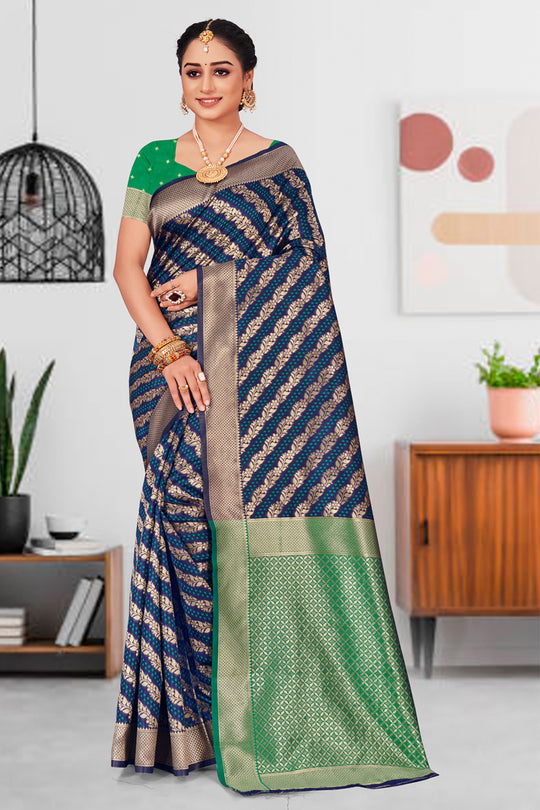 Navy Blue Patola Silk Saree