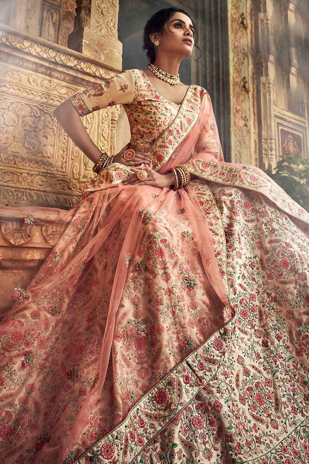 Buy Enchanting Off White Georgette Designer Lehenga Choli - Inddus.com