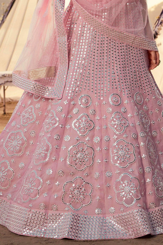 Ballet Pink Organza Designer Lehenga