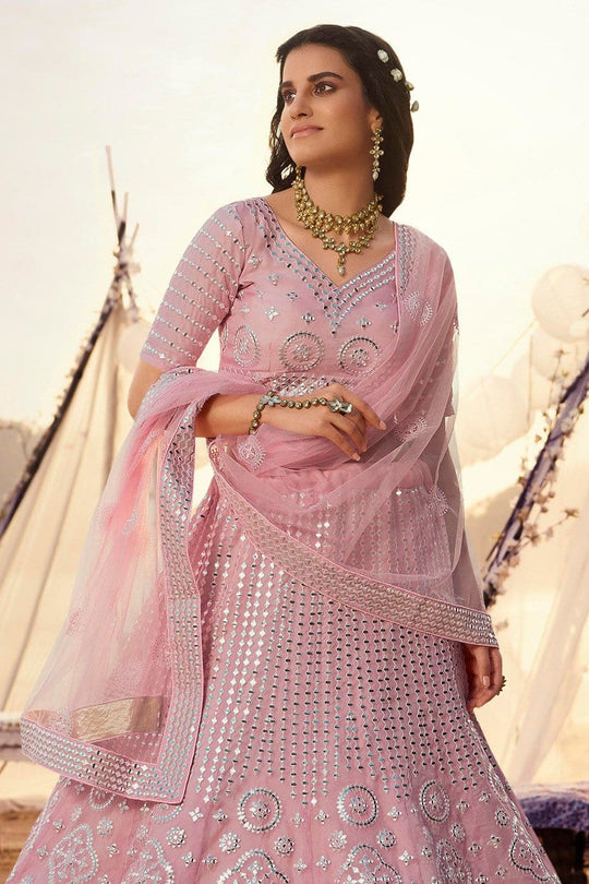 Ballet Pink Organza Designer Lehenga