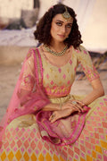 Buff Beige Organza Designer Lehenga