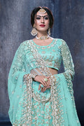Cadet Blue Moti Work Lehenga
