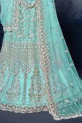 Cadet Blue Moti Work Lehenga