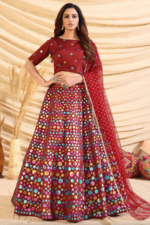 Carmine Maroon Lehenga Choli