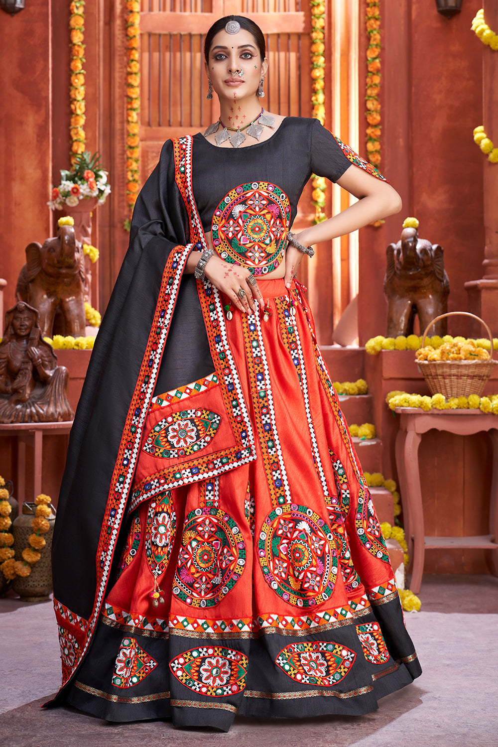 Buy Black and Red Lehenga Online In India - Etsy India