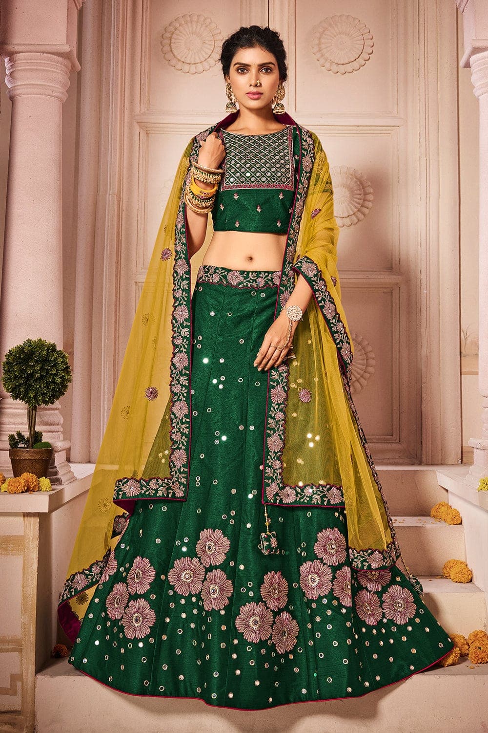 Lemon Yellow Scalloped Lehenga Set Design by Anushree Reddy at Pernia's Pop  Up Shop 2023