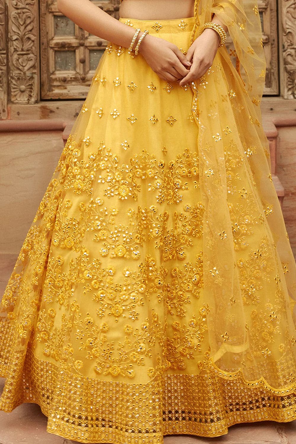 Golden yellow lehenga clearance choli