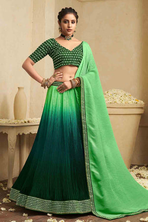 Green Blue Dual Tone Lehenga Choli