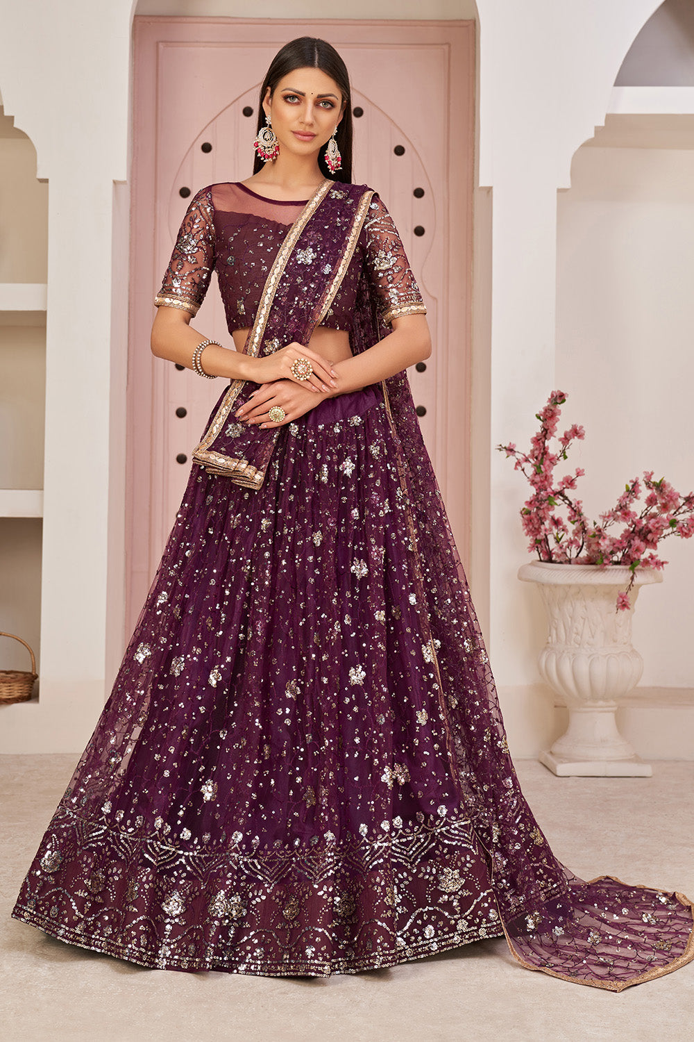 Buy Lehnga Choli - Lilac Purple Zari Embroidered Wedding Lehenga Choli