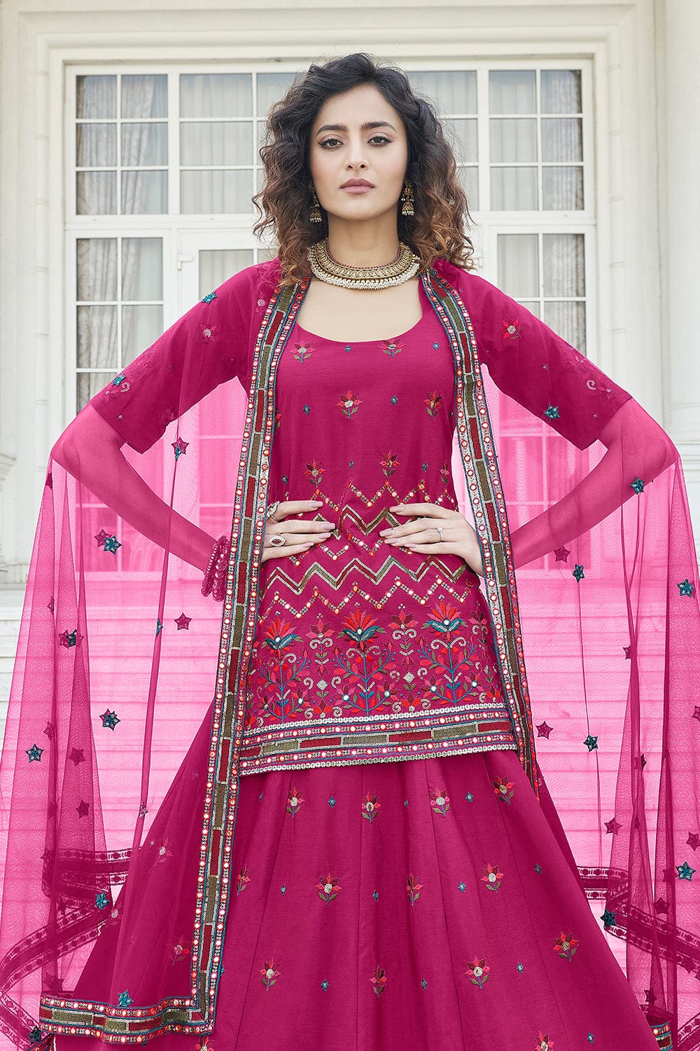 Buy Magenta Pink Lehenga Choli online Karagiri