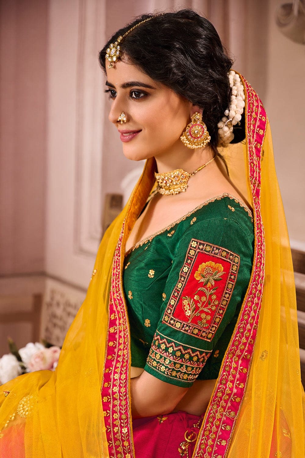 Details more than 175 yellow green pink lehenga super hot