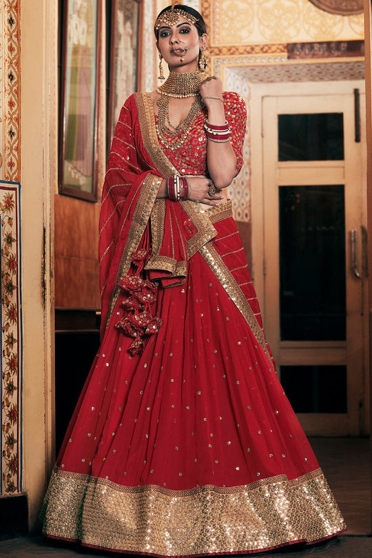 red lehenga choli