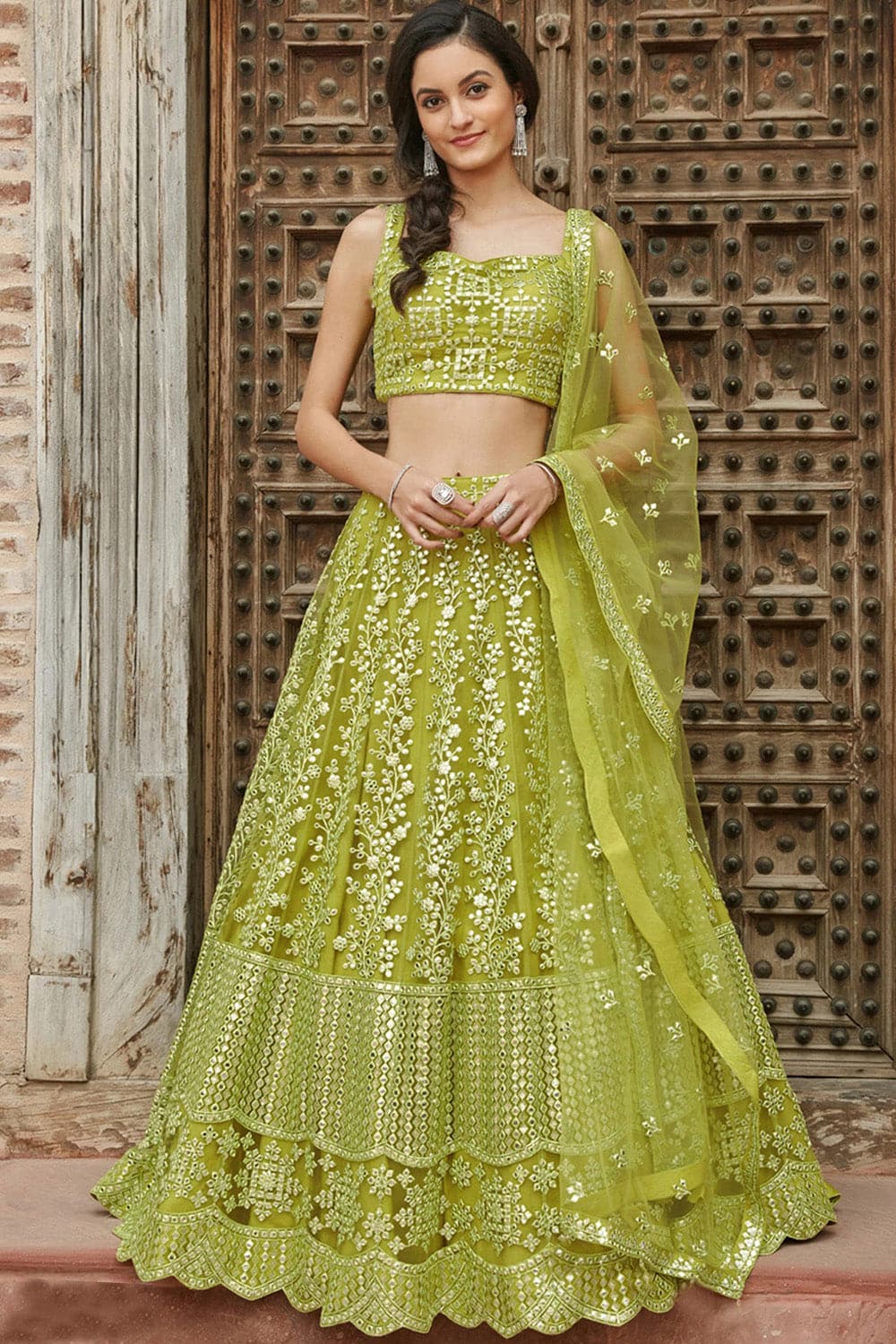 LightMint Green Lehenga Choli Lengha Chunri Dress Indian Ghagra Skirt Sari  Saree | eBay