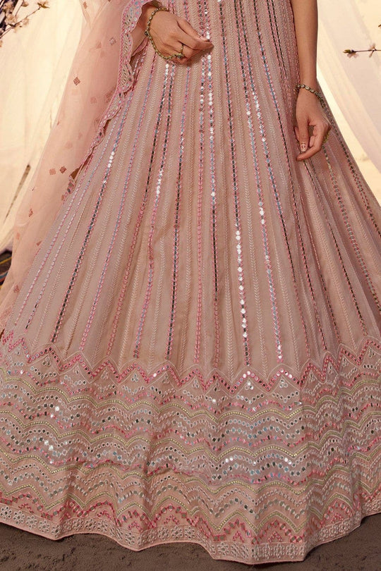 Crepe Pink Organza Designer Lehenga