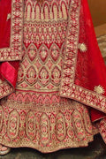 Lehenga Crimson Red Zari Work Lehenga saree online