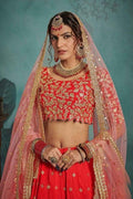 Lehenga Crimson Red Zari Work Lehenga saree online