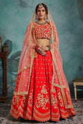 Lehenga Crimson Red Zari Work Lehenga saree online