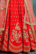 Lehenga Crimson Red Zari Work Lehenga saree online