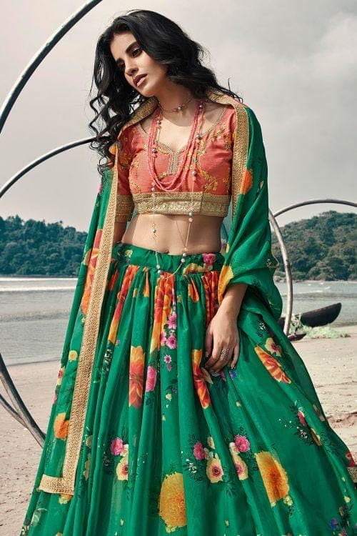 organza lehenga 