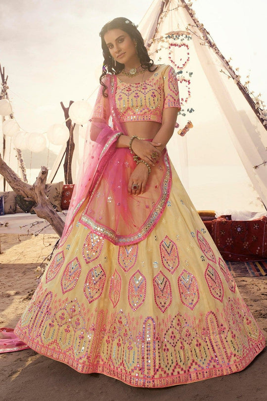 Laguna Yellow Organza Designer Lehenga