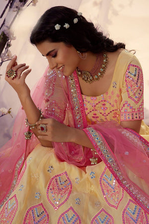 Laguna Yellow Organza Designer Lehenga