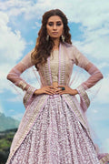 Lehenga Lilac Purple Embroidered Soft Net Lehenga saree online